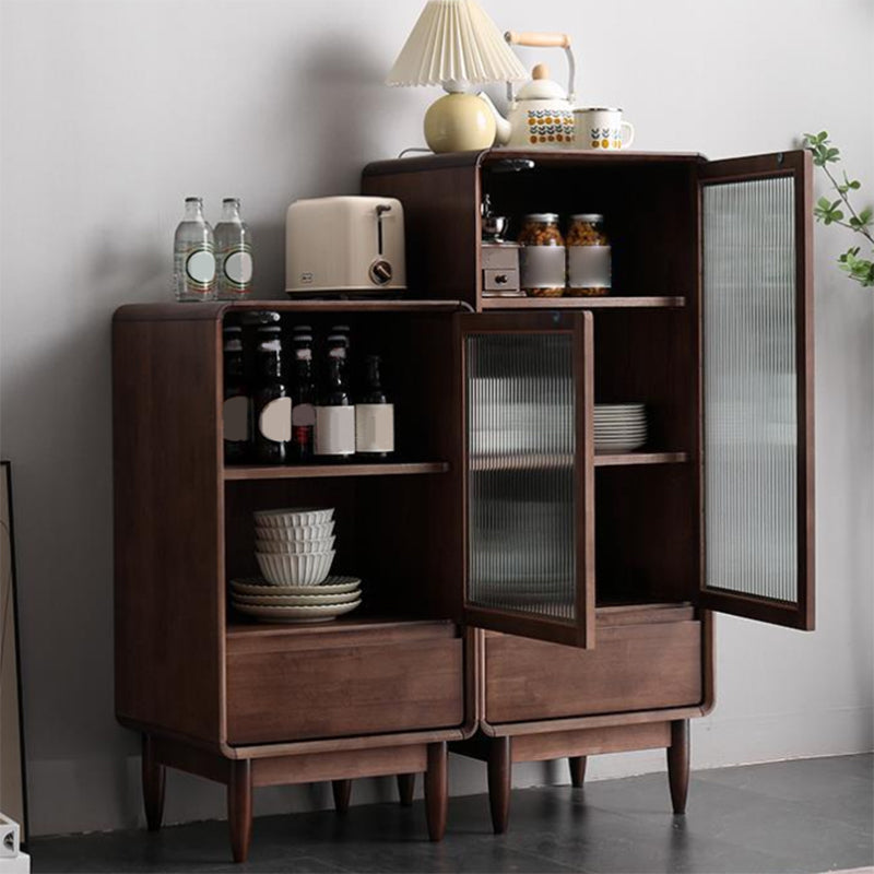 Scandinavian Display Stand Rubberwood Hutch Buffet with Doors