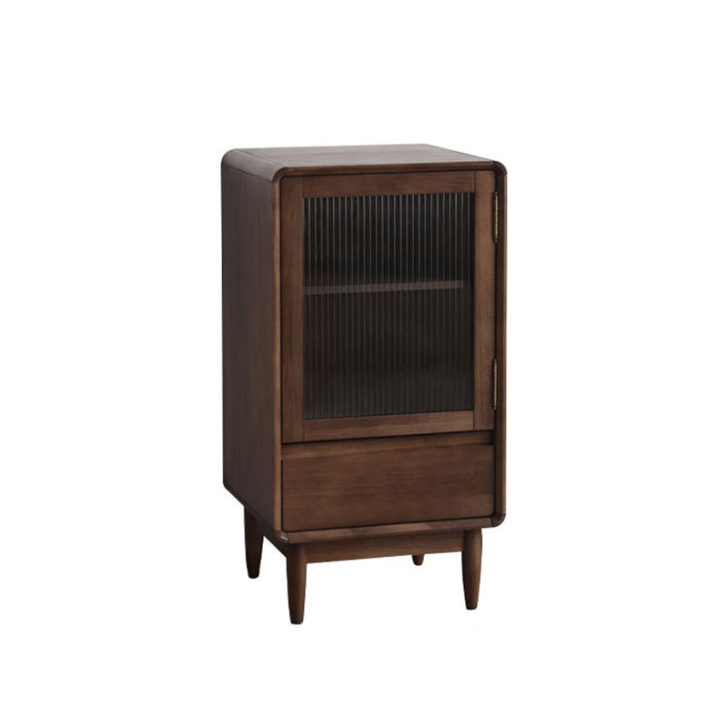 Scandinavian Display Stand Rubberwood Hutch Buffet with Doors