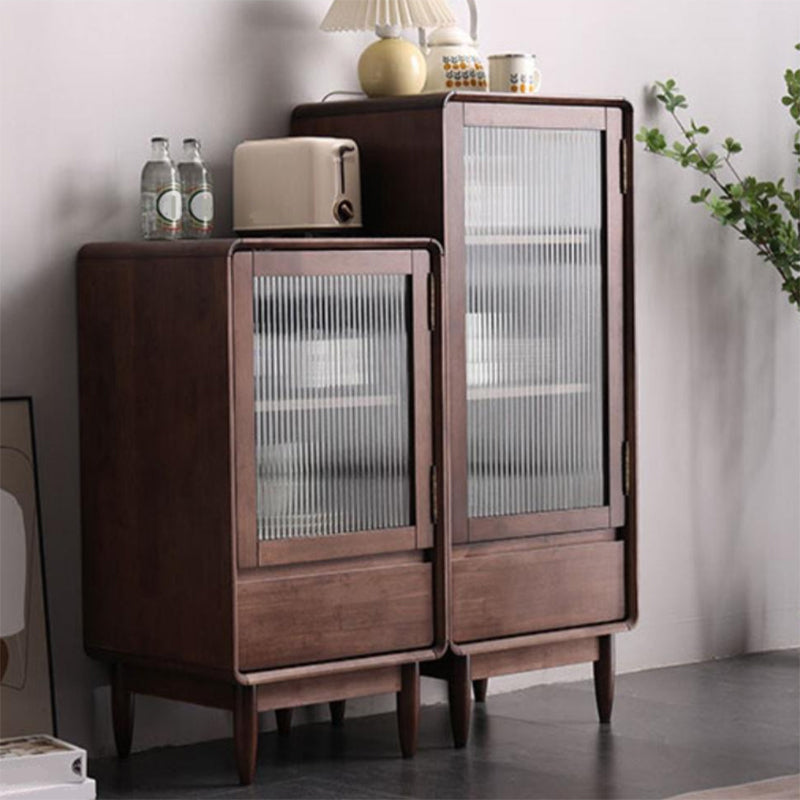 Scandinavian Display Stand Rubberwood Hutch Buffet with Doors