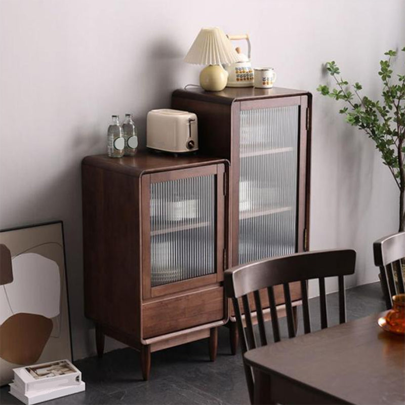 Scandinavian Display Stand Rubberwood Hutch Buffet with Doors