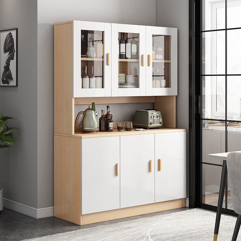 Contemporary Dining Hutch Faux Wood Buffet Cabinet with Doors