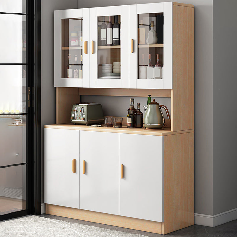 Contemporary Dining Hutch Faux Wood Buffet Cabinet with Doors