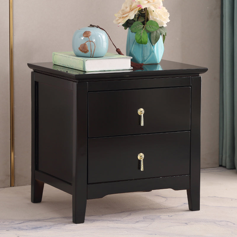 Modern Nightstand Solid Wood Night Table with 2 Drawers for Living Room