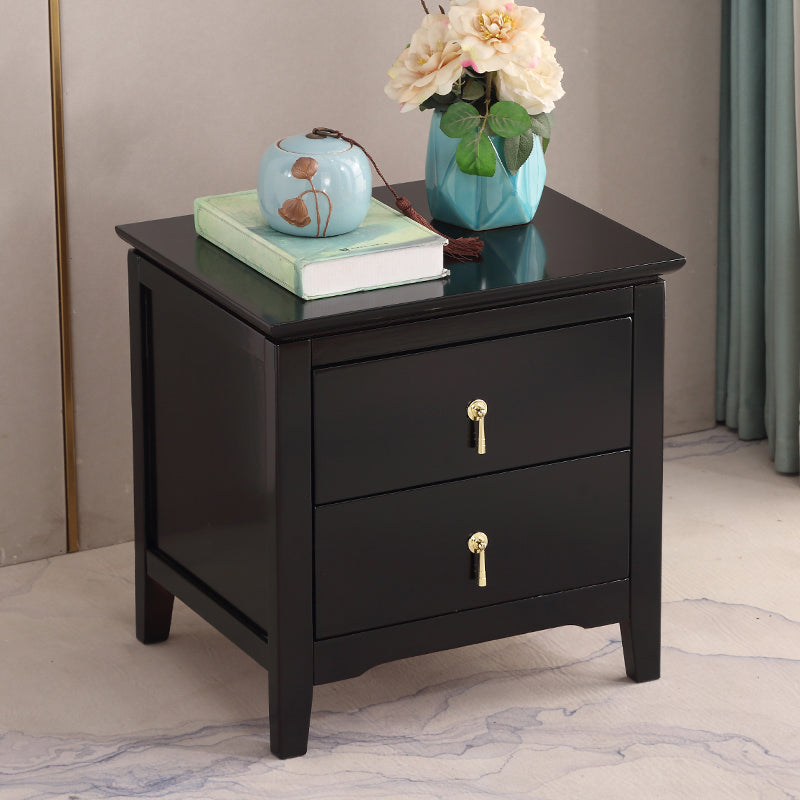 Modern Nightstand Solid Wood Night Table with 2 Drawers for Living Room