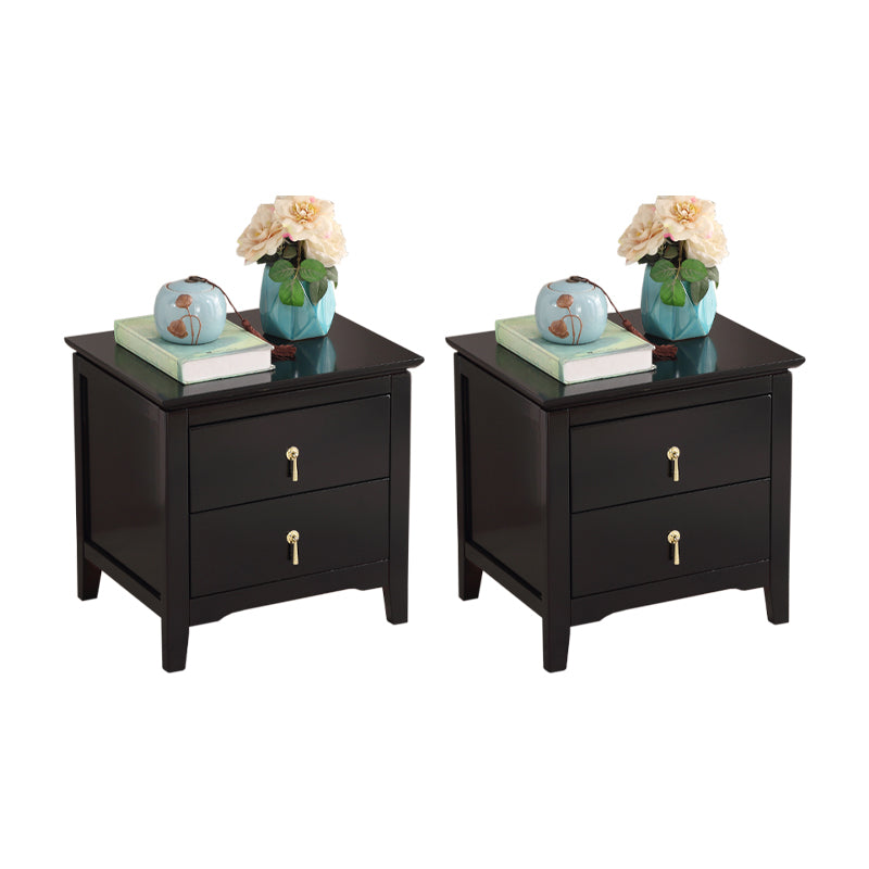 Modern Nightstand Solid Wood Night Table with 2 Drawers for Living Room