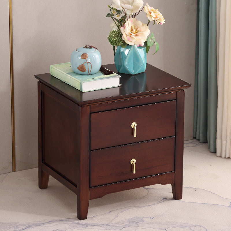 Modern Nightstand Solid Wood Night Table with 2 Drawers for Living Room