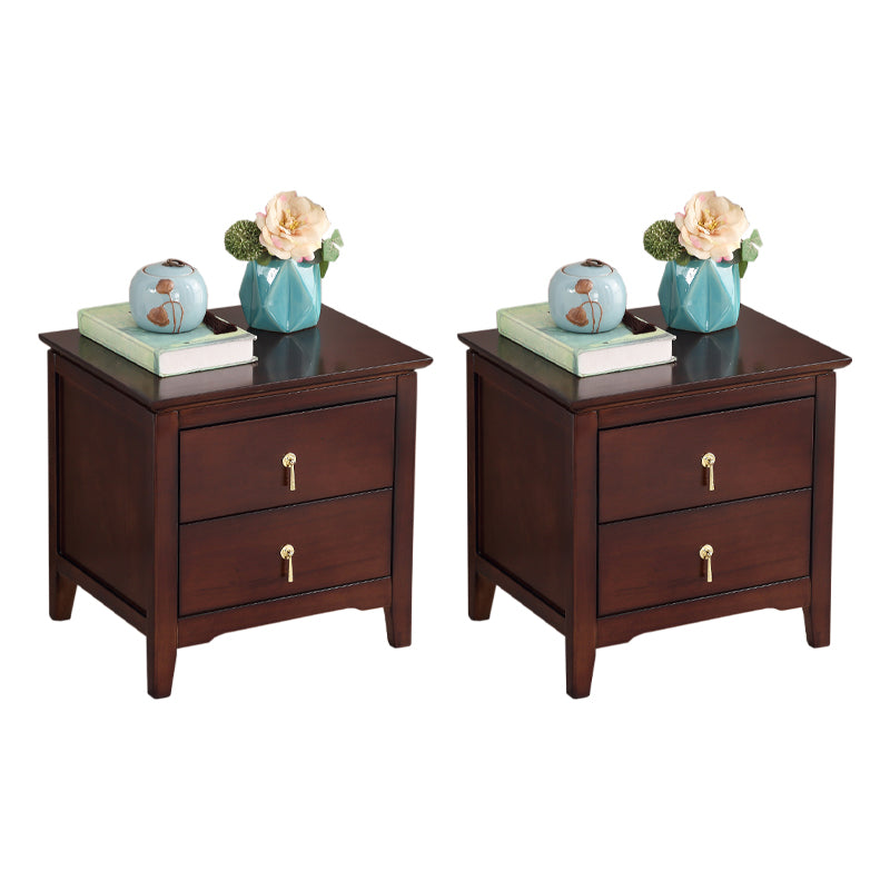 Modern Nightstand Solid Wood Night Table with 2 Drawers for Living Room