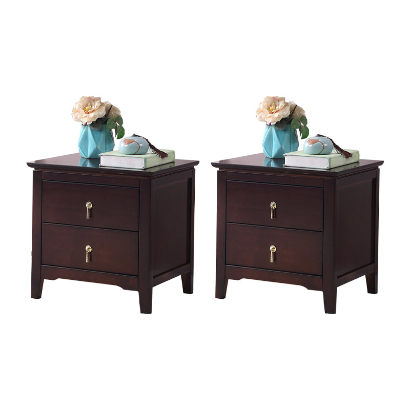 Modern Nightstand Solid Wood Night Table with 2 Drawers for Living Room