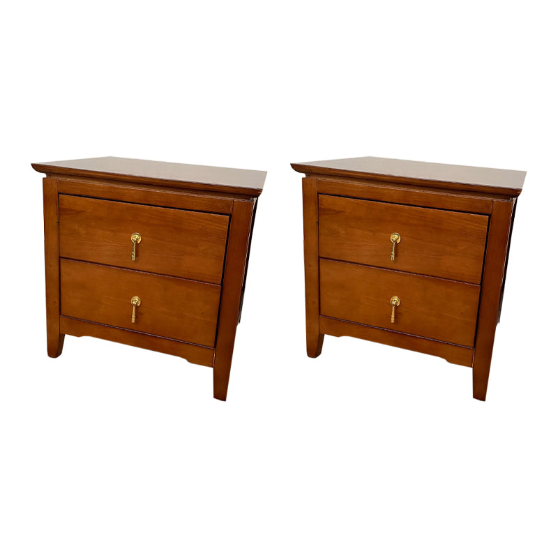 Modern Nightstand Solid Wood Night Table with 2 Drawers for Living Room