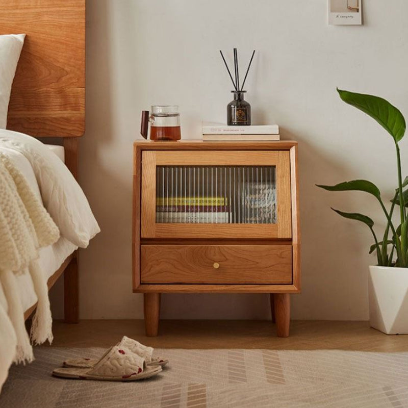 Contemporary Bedside Cabinet Solid Wood Night Table for Bedroom