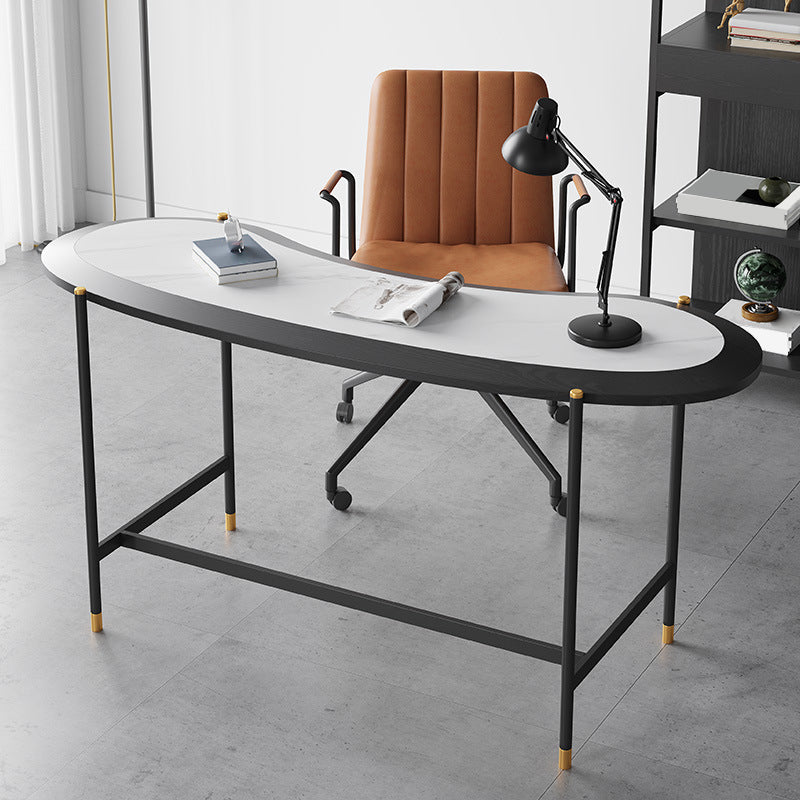 Contemporary Writing Desk Home Stone Office Desk with Black Legs