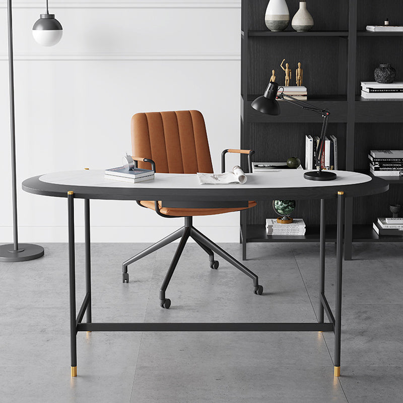 Contemporary Writing Desk Home Stone Office Desk with Black Legs