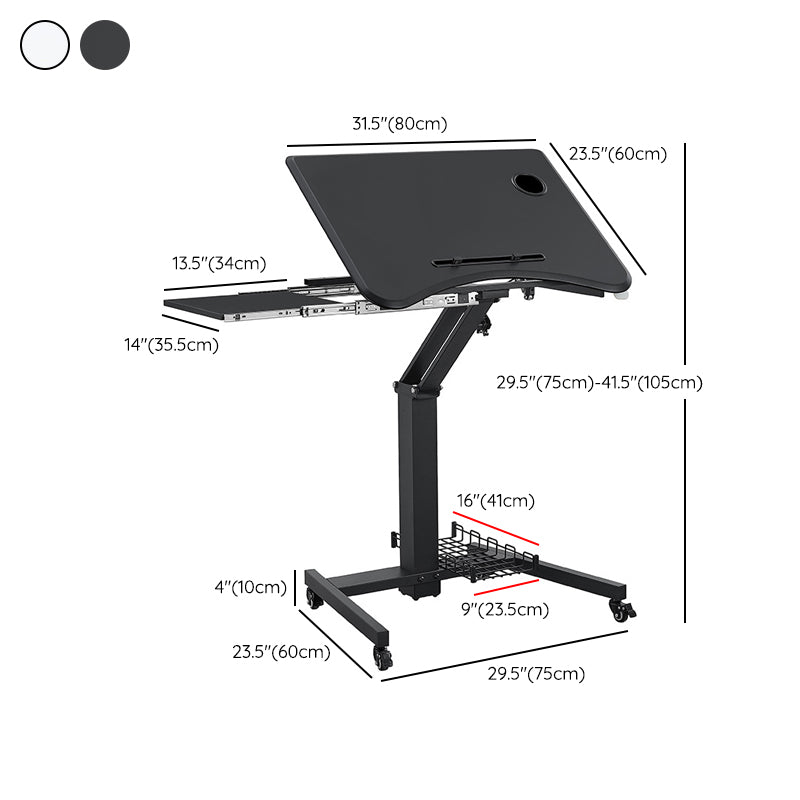 Contemporary Pedestal Office Desk Adjustable Writing Desk with Caster Wheels