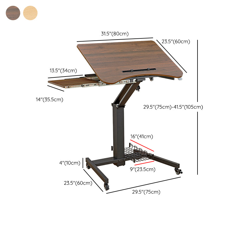 Contemporary Pedestal Office Desk Adjustable Writing Desk with Caster Wheels