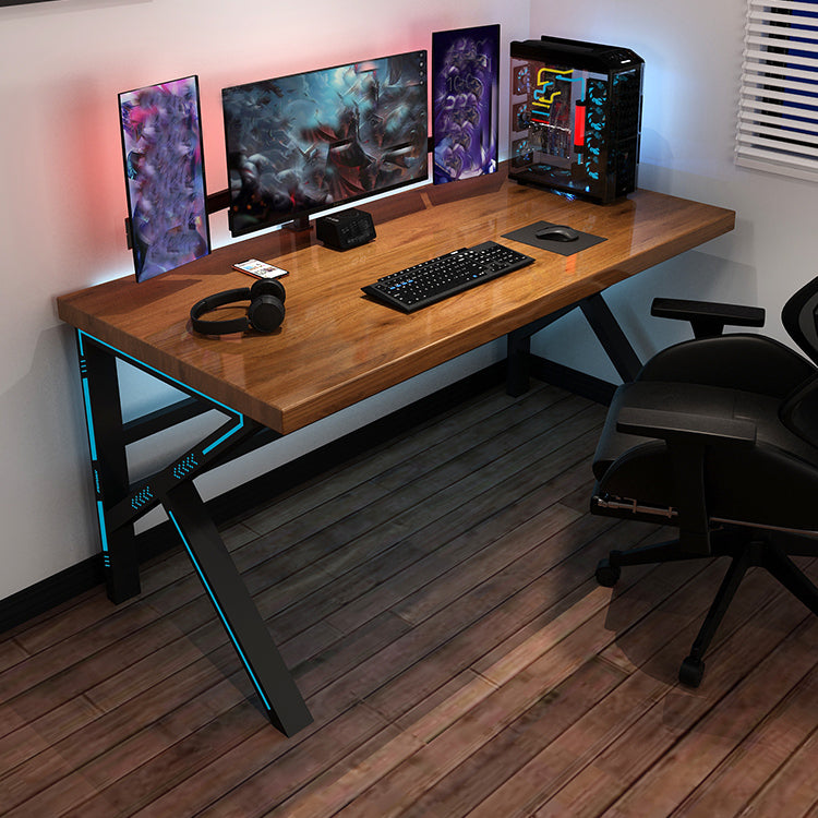 Industrial Wood Computer Desk Rectangular Natural Gaming Desk