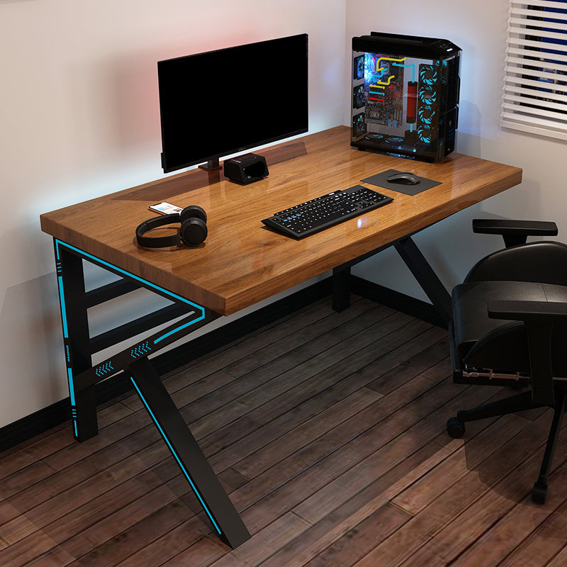 Industrial Wood Computer Desk Rectangular Natural Gaming Desk