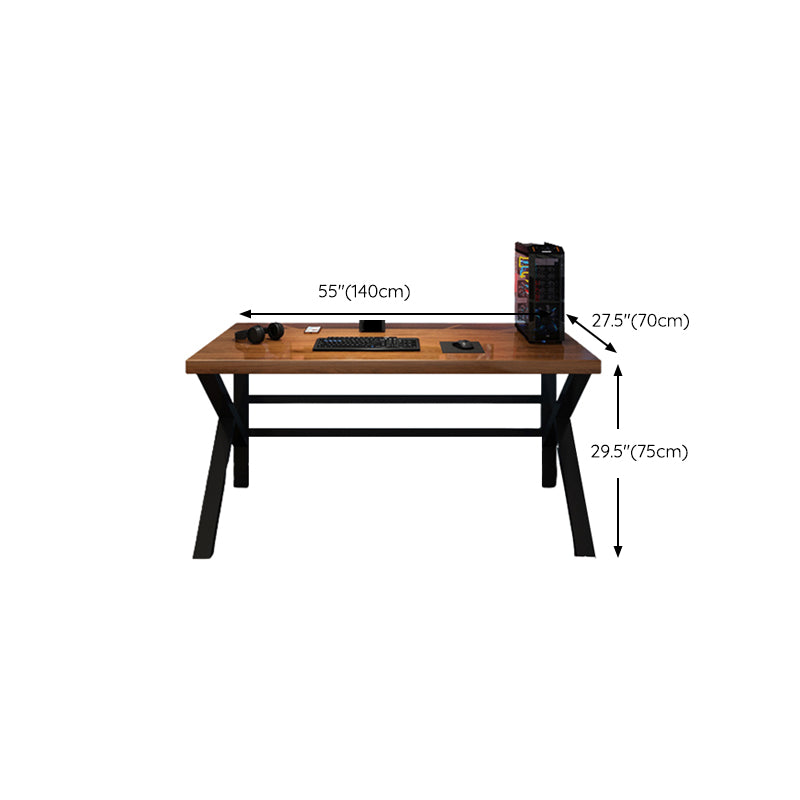 Industrial Wood Computer Desk Rectangular Natural Gaming Desk