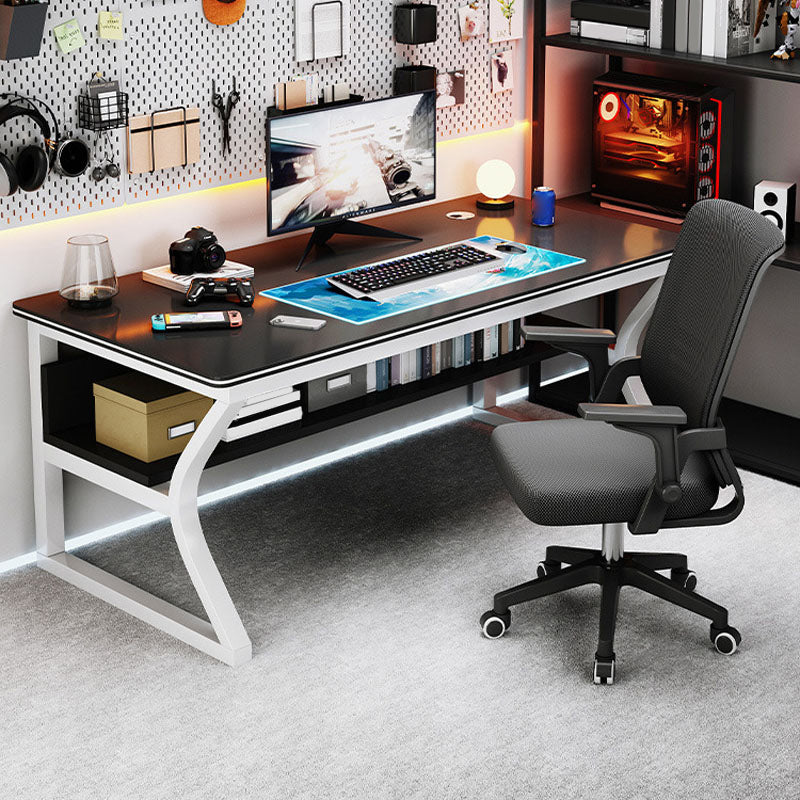 Modern Wood Computer Desk Rectangular Sled Office Desk with Storage