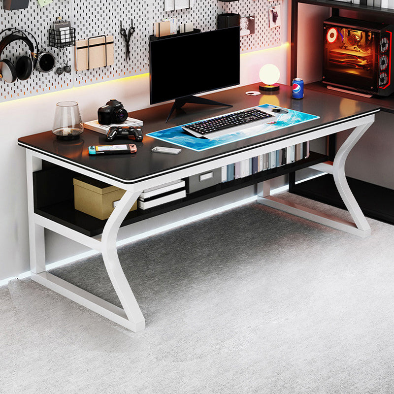 Modern Wood Computer Desk Rectangular Sled Office Desk with Storage