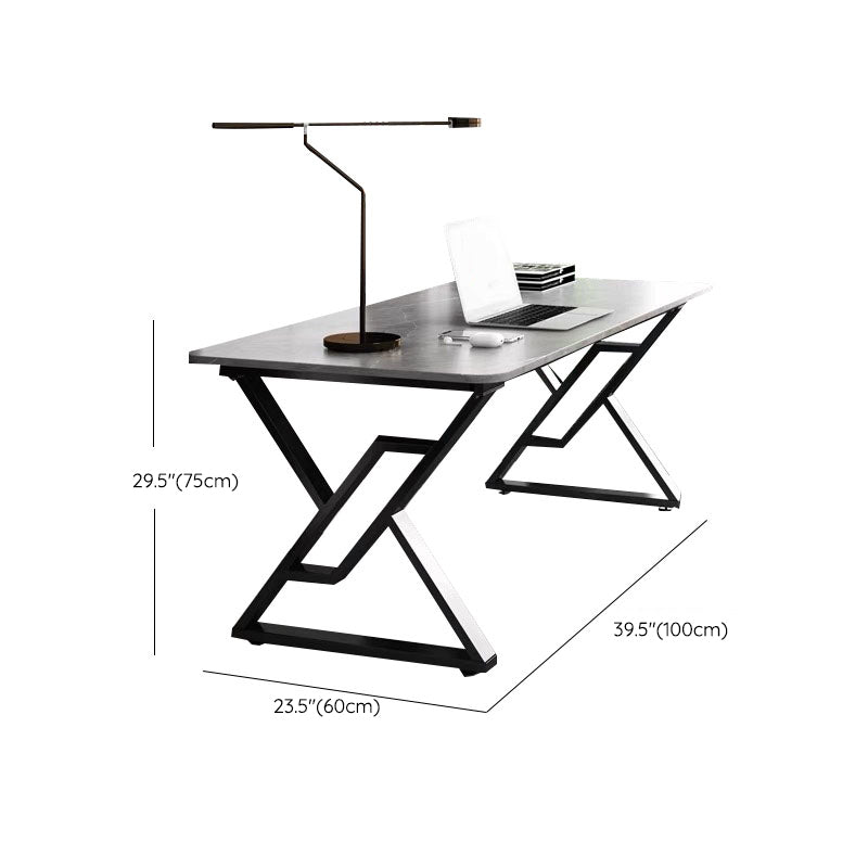 Industrial Computer Desk Antique Finish Rectangular Office Desk with Metal Legs