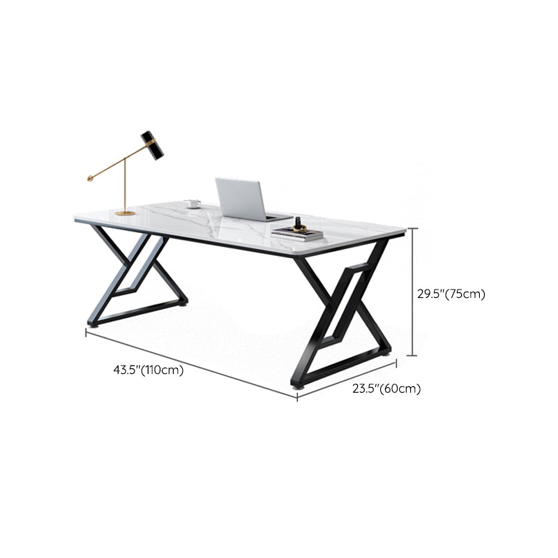 Industrial Computer Desk Antique Finish Rectangular Office Desk with Metal Legs