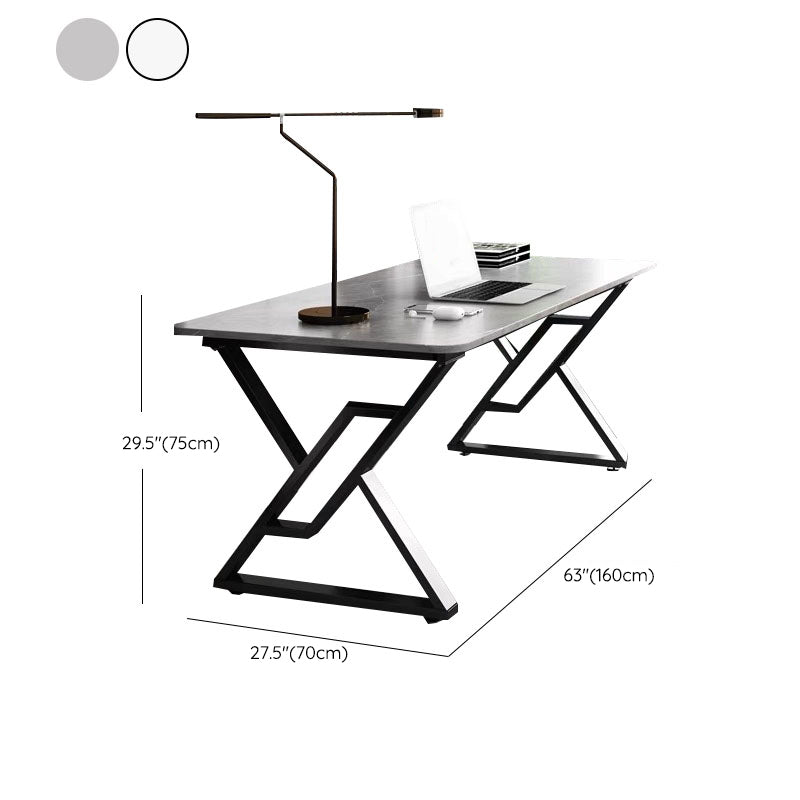 Industrial Computer Desk Antique Finish Rectangular Office Desk with Metal Legs