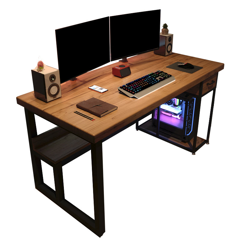 Contemporary Rectangular Computer Desk Home Solid Wood Office Desk with Legs