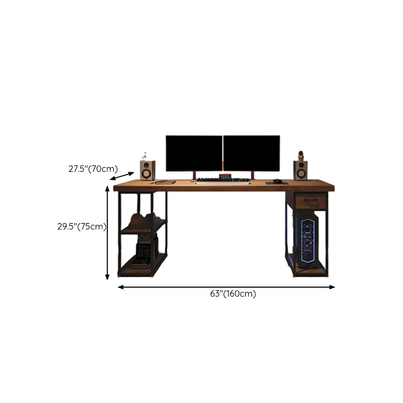 Contemporary Rectangular Computer Desk Home Solid Wood Office Desk with Legs