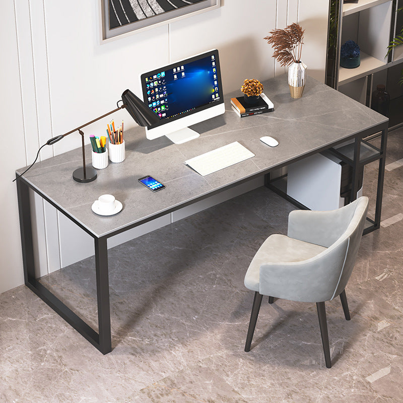 Contemporary Rectangular Writing Desk Stone Top Office Desk with Legs