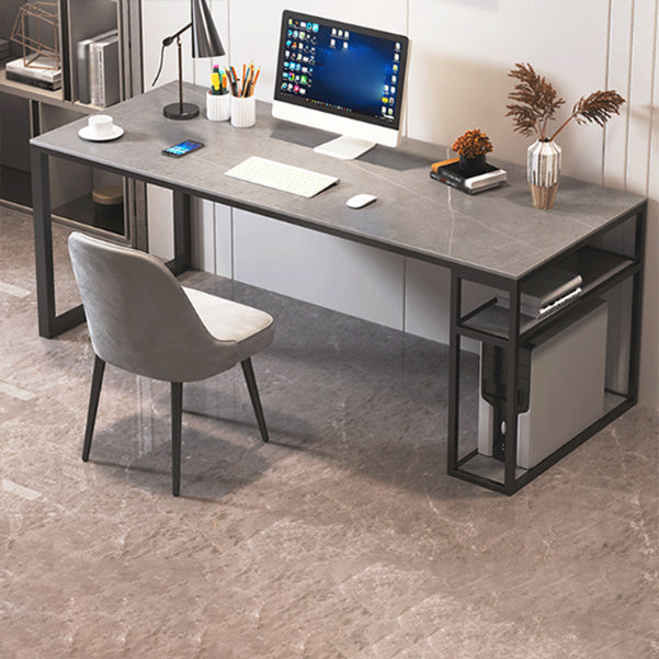 Contemporary Rectangular Writing Desk Stone Top Office Desk with Legs