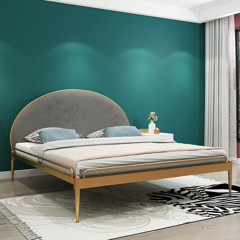 Modern Metal Standard Bed Foam Panel Bed with Custom Gold Legs