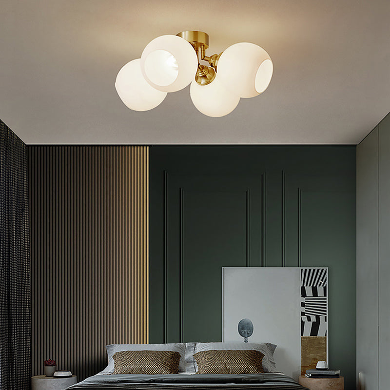 Modern Simple Copper Ceiling Light Ball Shape Ceiling Lamp for Bedroom