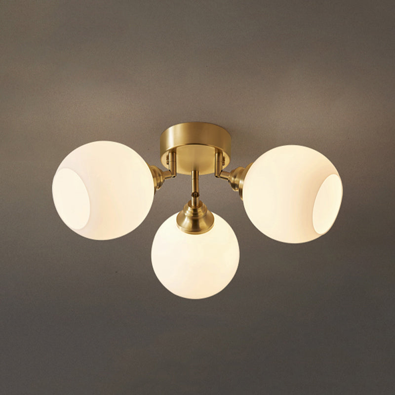 Modern Simple Copper Ceiling Light Ball Shape Ceiling Lamp for Bedroom