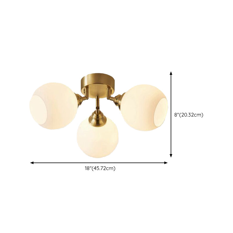 Modern Simple Copper Ceiling Light Ball Shape Ceiling Lamp for Bedroom