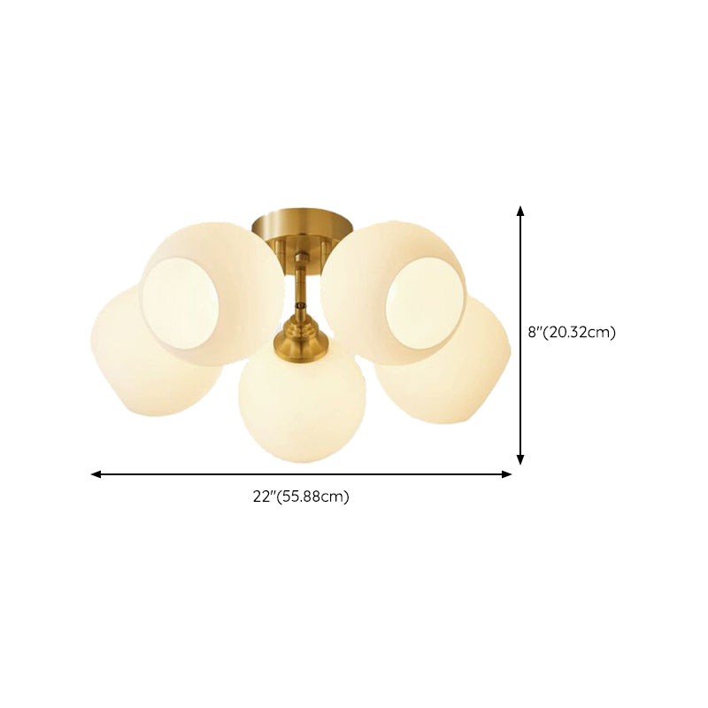 Modern Simple Copper Ceiling Light Ball Shape Ceiling Lamp for Bedroom