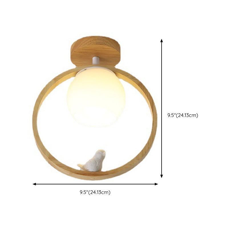 Glass Round Shape Flush Mount Light Modern Style 1 Light Flush Ceiling Light in Brown