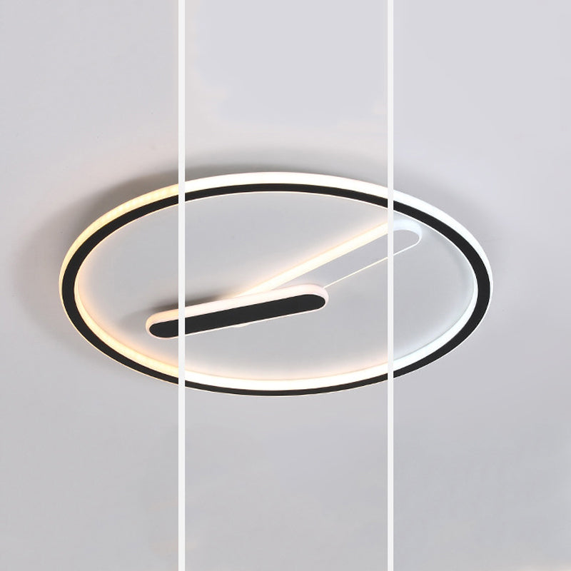 Metal Round Shape Flush Mount Light Modern Style 3 Lights Flush Ceiling Light in Black