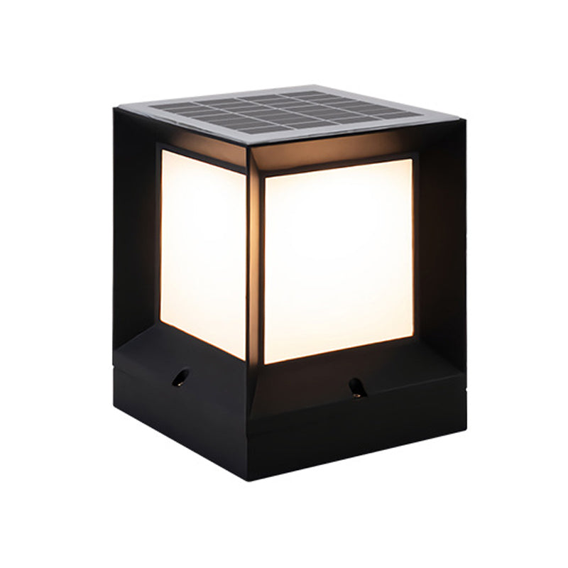 Patio Solar Energy Pillar Lamp Modern Square LED Outdoor Light