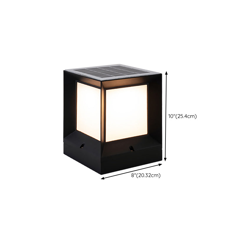 Patio Solar Energy Pillar Lamp Modern Square LED Outdoor Light