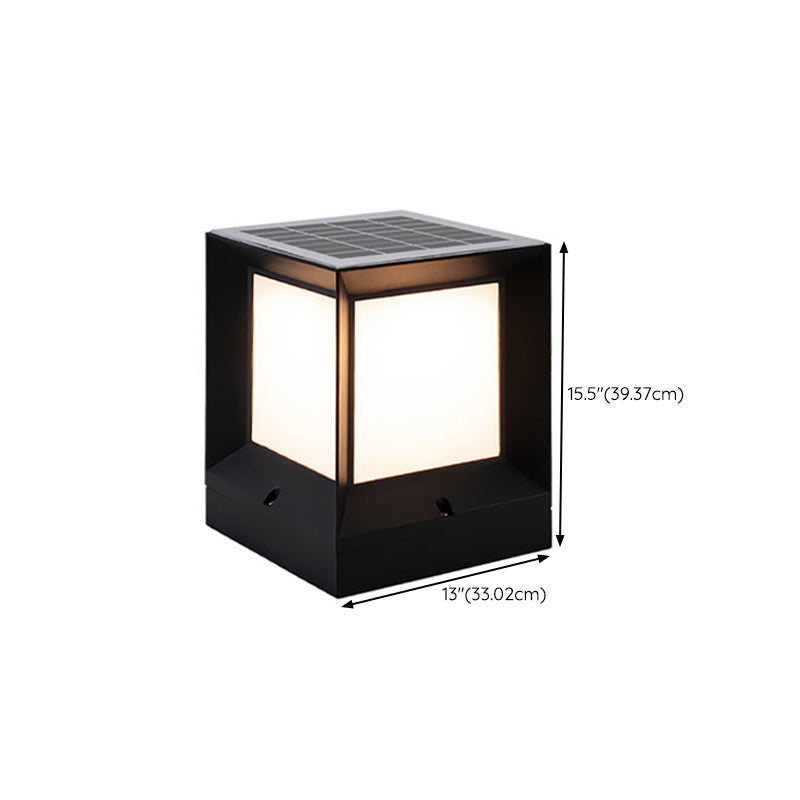 Patio Solar Energy Pillar Lamp Modern Square LED Outdoor Light