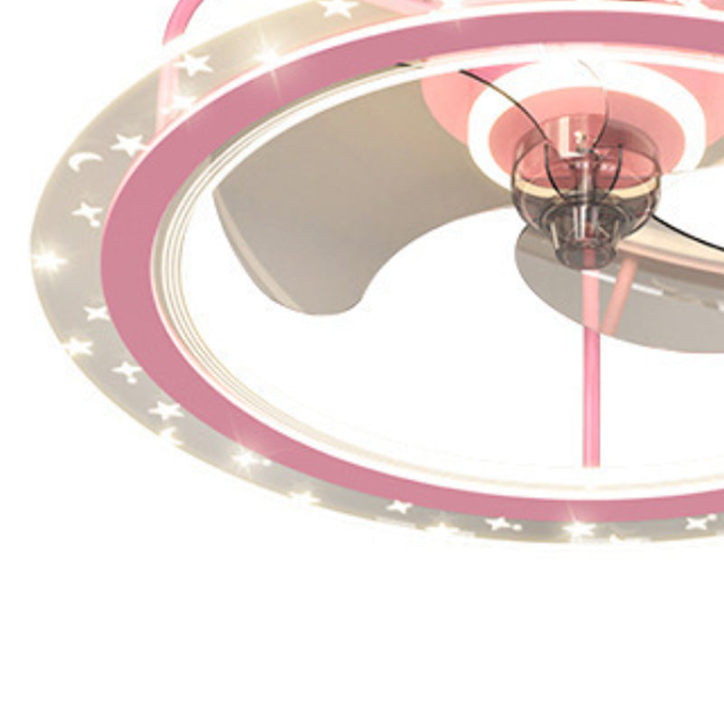 3-Blade Ceiling Fan Blue/pink LED Fan with Light for Children's Room