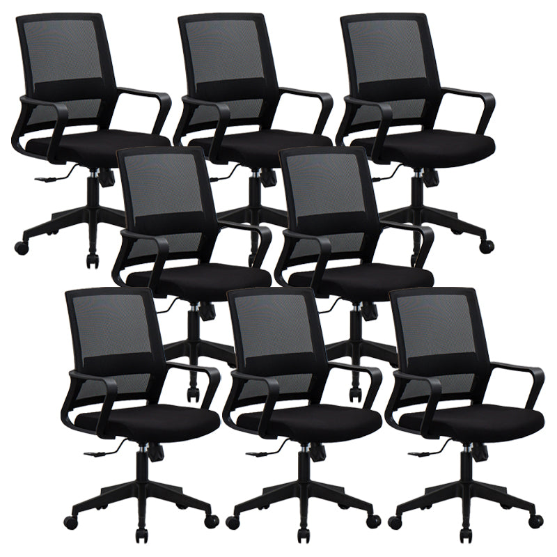 Modern Office Chair Black Adjustable Seat Height Fixed Arms Desk Chair