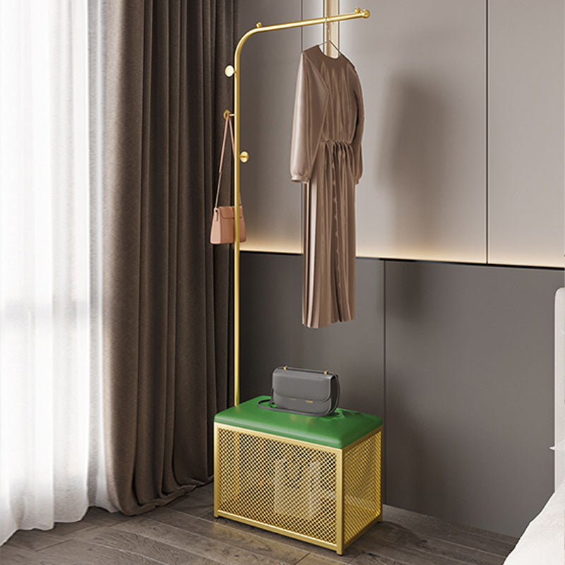 Modern Style Coat Rack Standing Hooks Design Metallic Coat Rack with Storage Box