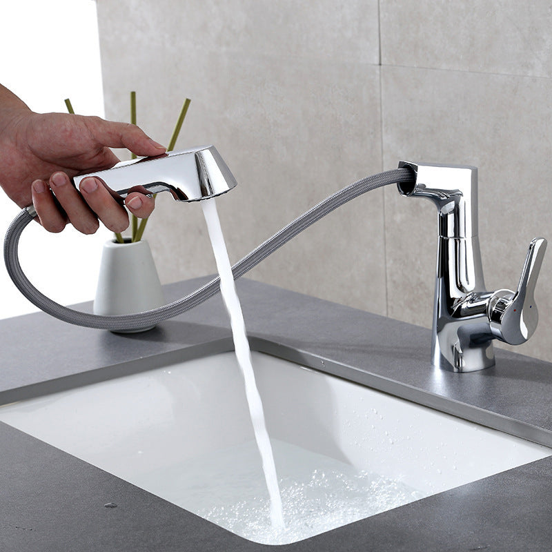 Modern Solid Color Faucet Metal Centerset Lavatory Faucet for Bathroom