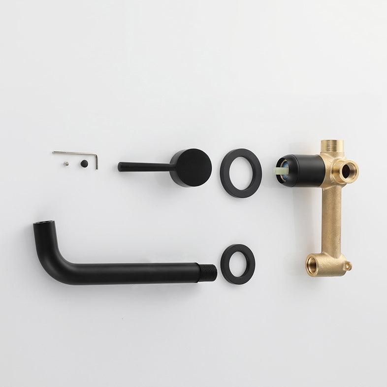 Industrial Sink Faucet Brass Lever Handles Low Arc Wall Mounted Bathroom Faucet