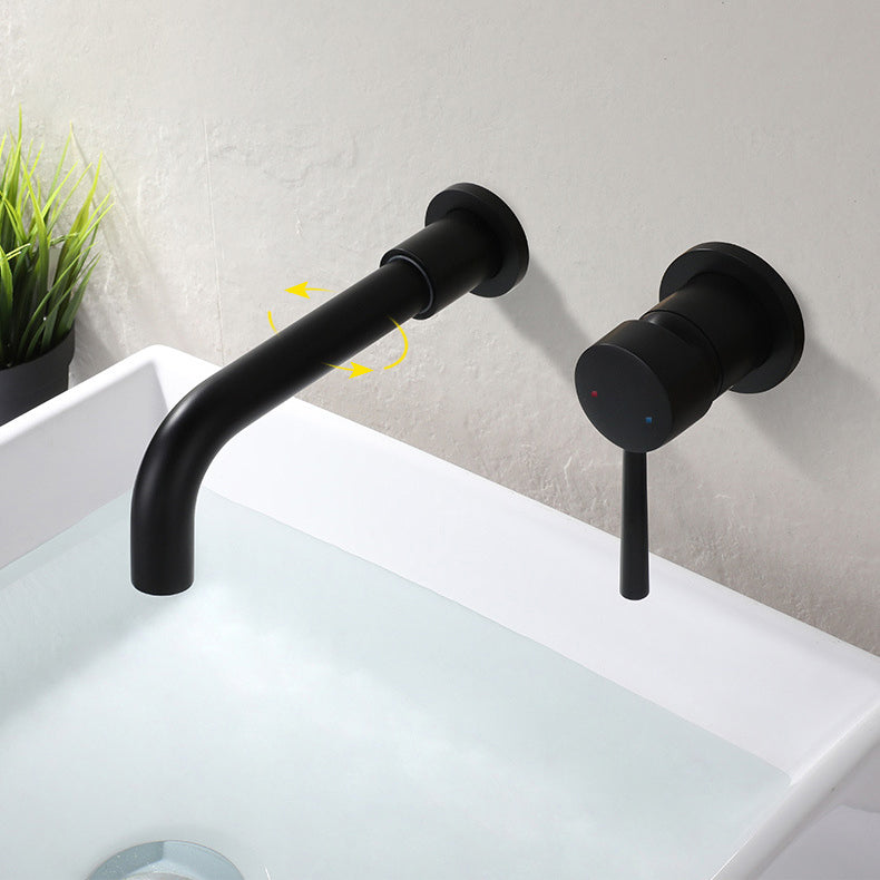 Industrial Sink Faucet Brass Lever Handles Low Arc Wall Mounted Bathroom Faucet