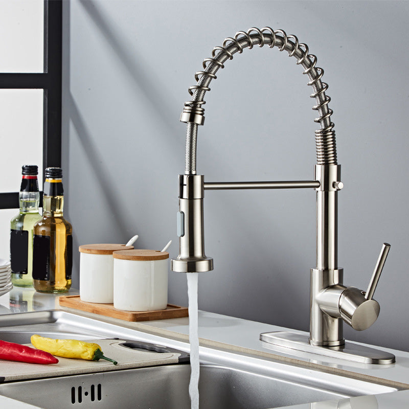 Glam Sink Faucet Brass Lever Handles Spring Neck Swivel Spout Bathroom Vessel Faucet