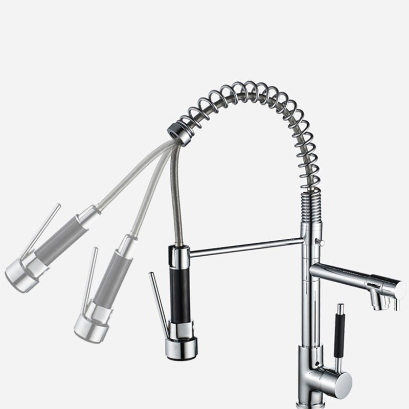 Glam Sink Faucet Brass Lever Handles Spring Neck Swivel Spout Bathroom Vessel Faucet