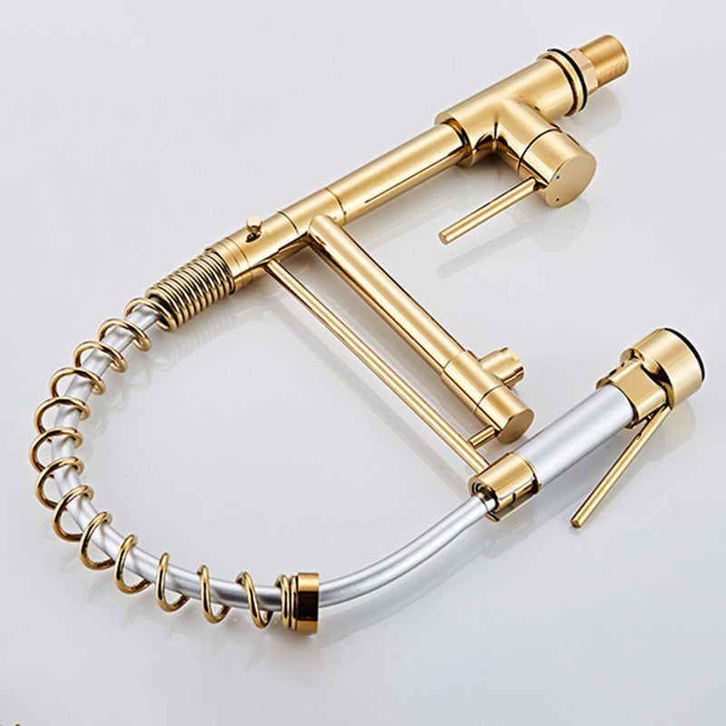 Glam Sink Faucet Brass Lever Handles Spring Neck Swivel Spout Bathroom Vessel Faucet