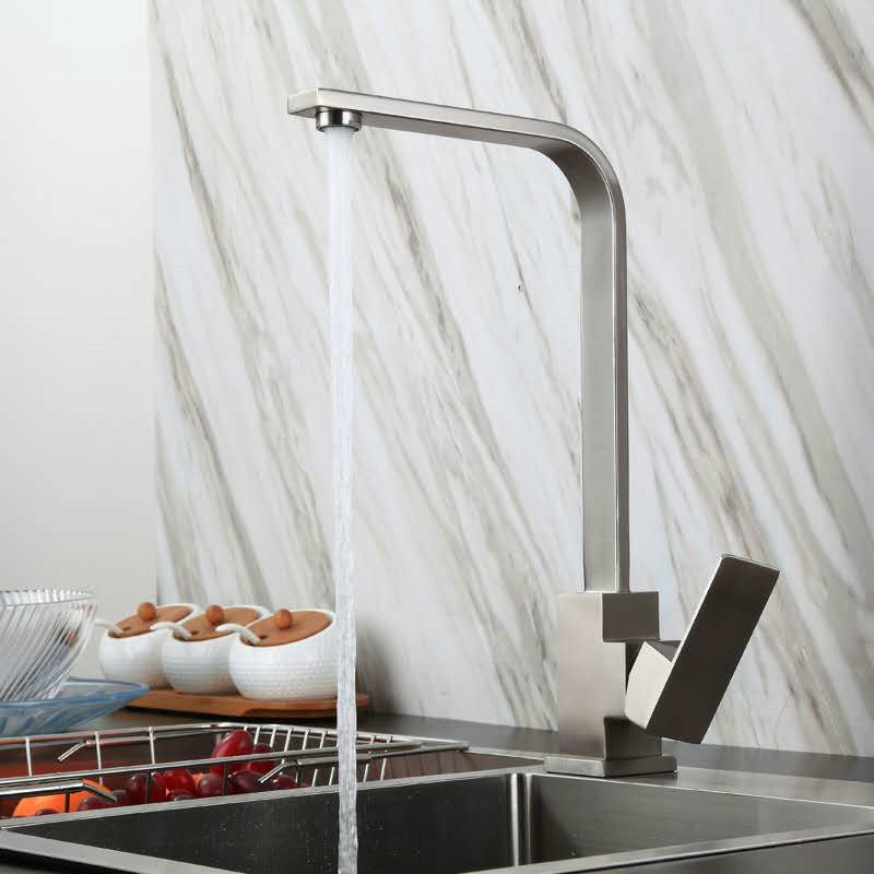 Contemporary Kitchen Faucet Stainless Steel 1-Handle High Arc Kitchen Faucet